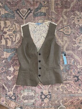 Antonio Melani NWT Lace-Back Tailored Vest in Brown